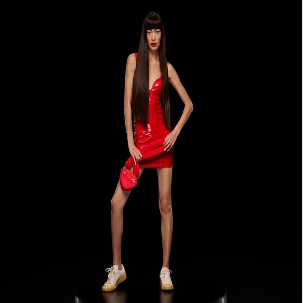 Ivy Park, Ivy Heart Red Latex Dress, Size XS - Picture 4 of 15